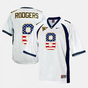 For Men's UC Berkeley #8 Aaron Rodgers White US Flag Fashion Jersey 210904-947
