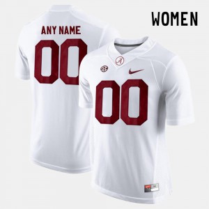 For Women Bama #00 White College Limited Football Custom Jersey 203395-788