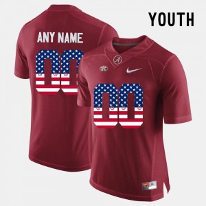 Youth Alabama Crimson Tide #00 Crimson US Flag Fashion Customized Jerseys 868592-207