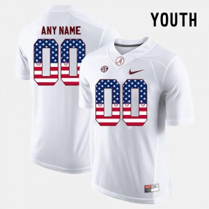 For Kids Alabama Roll Tide #00 White US Flag Fashion Custom Jersey 170921-915