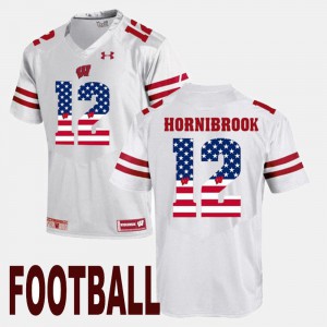 Mens University of Wisconsin #12 Alex Hornibrook White US Flag Fashion Jersey 633126-151