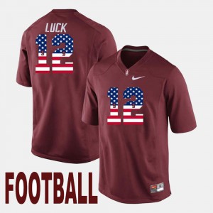 For Men's Stanford Cardinal #12 Andrew Luck Cardinal US Flag Fashion Jersey 305313-967