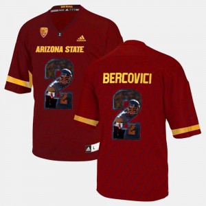 Mens Arizona State University #2 Mike Bercovici Red Player Pictorial Jersey 978756-506