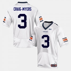 Mens Tigers #3 Nate Craig-Myers White College Football Jersey 931830-644
