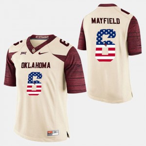 For Men's Oklahoma #6 Baker Mayfield White US Flag Fashion Jersey 616972-439