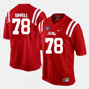 For Men Ole Miss #78 Bradley Sowell Red Alumni Football Game Jersey 792484-200