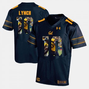 Mens University of California #10 Marshawn Lynch Navy Blue Player Pictorial Jersey 681757-737