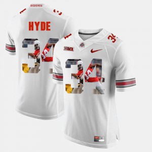 For Men's OSU #34 CameCarlos Hyde White Pictorial Fashion Jersey 426152-307