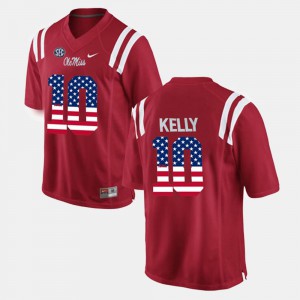 For Men University of Mississippi #10 Chad Kelly Red US Flag Fashion Jersey 970577-799