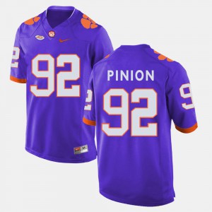 For Men's Clemson #92 Bradley Pinion Purple College Football Jersey 211215-621
