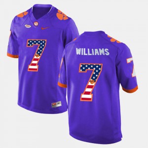 For Men's Clemson Tigers #7 Mike Williams Purple US Flag Fashion Jersey 638843-283