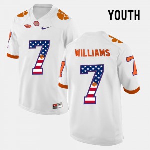 Youth Clemson #7 Mike Williams White US Flag Fashion Jersey 731645-808