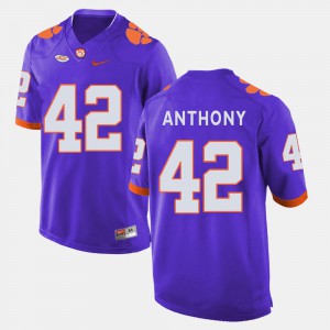 For Men Clemson #42 Stephone Anthony Purple College Football Jersey 324503-853