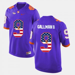 Men Clemson #9 Wayne Gallman II Purple US Flag Fashion Jersey 603052-661