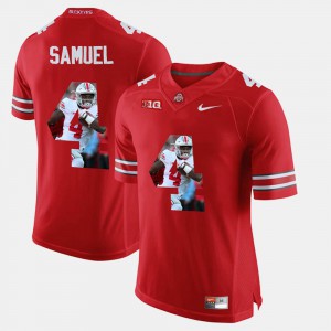 Mens Ohio State #4 Curtis Samuel Scarlet Pictorial Fashion Jersey 189503-585