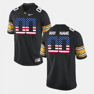 For Men's Hawkeyes #00 Black US Flag Fashion Custom Jersey 663639-601