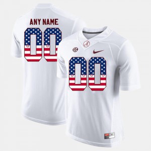 Men's Bama #00 White US Flag Fashion Custom Jerseys 610178-485
