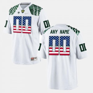 Mens University of Oregon #00 White US Flag Fashion Custom Jersey 623644-614