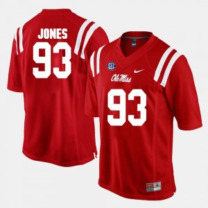 For Men's Rebels #93 D.J. Jones Red Alumni Football Game Jersey 441498-558