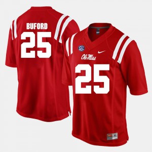 For Men University of Mississippi #25 D.K. Buford Red Alumni Football Game Jersey 554108-786