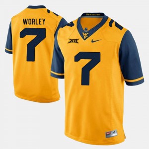 Men West Virginia Mountaineers #7 Daryl Worley Gold Alumni Football Game Jersey 859231-756