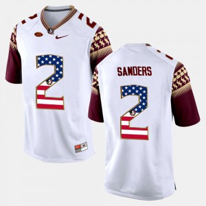 Mens FSU Seminoles #2 Deion Sanders White US Flag Fashion Jersey 273418-692