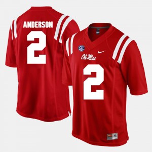 For Men's University of Mississippi #2 Deontay Anderson Red Alumni Football Game Jersey 337415-239