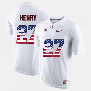 For Men's Roll Tide #27 Derrick Henry White US Flag Fashion Jersey 156311-506