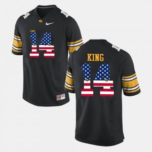 For Men's Iowa Hawk #14 Desmond King Black US Flag Fashion Jersey 658310-112