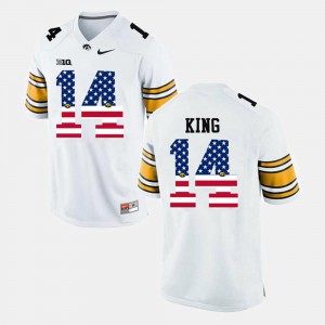 Men's Iowa Hawk #14 Desmond King White US Flag Fashion Jersey 640377-891