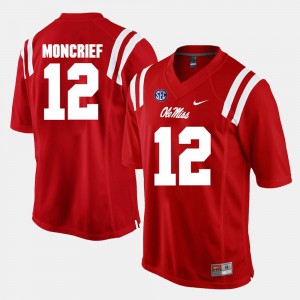 For Men Ole Miss #12 Donte Moncrief Red Alumni Football Game Jersey 616115-385
