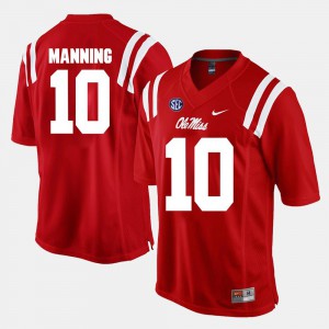 For Men's Ole Miss #10 Eli Manning Red Alumni Football Game Jersey 500765-156