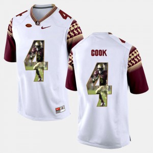 For Men's Florida ST #4 Dalvin Cook White Player Pictorial Jersey 526410-262