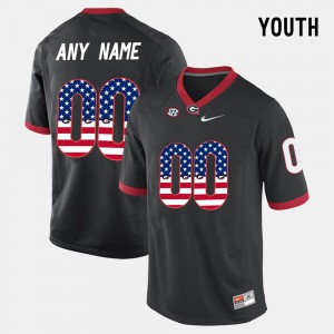 Youth(Kids) Georgia #00 Black US Flag Fashion Custom Jersey 129452-201
