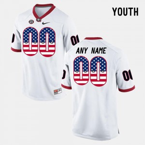 For Kids University of Georgia #00 White US Flag Fashion Customized Jerseys 320663-214