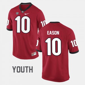 Youth(Kids) UGA #10 Jacob Eason Red College Football Jersey 173061-187