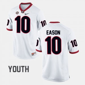 Youth University of Georgia #10 Jacob Eason White College Football Jersey 261961-537