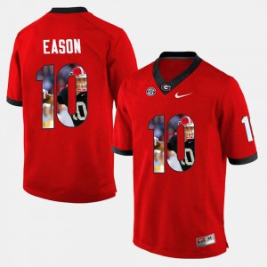 For Men's Georgia Bulldogs #10 Jacob Eason Red Player Pictorial Jersey 410436-669
