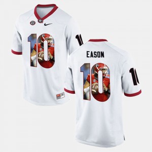 Men's Georgia Bulldogs #10 Jacob Eason White Player Pictorial Jersey 246917-144