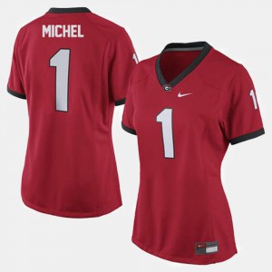 Ladies Georgia #1 Sony Michel Red College Football Jersey 559182-616