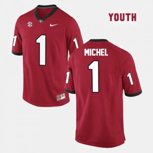 Youth(Kids) UGA Bulldogs #1 Sony Michel Red College Football Jersey 342914-536