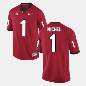 For Men's University of Georgia #1 Sony Michel Red College Football Jersey 806029-687