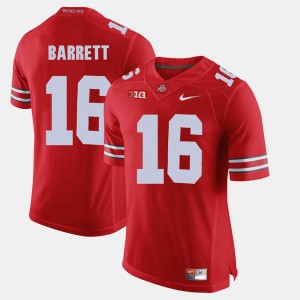 Mens Ohio State Buckeye #16 J.T. Barrett Scarlet Alumni Football Game Jersey 765818-473