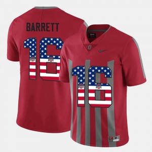 For Men's OSU #16 J.T. Barrett Scarlet US Flag Fashion Jersey 111247-599