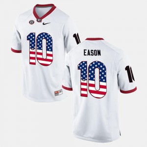 Men's University of Georgia #10 Jacob Eason White US Flag Fashion Jersey 213927-150