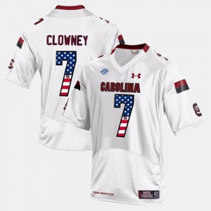 For Men's Gamecocks #7 Jadeveon Clowney White US Flag Fashion Jersey 202302-906