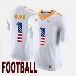 For Men University Of Tennessee #1 Jalen Hurd White US Flag Fashion Jersey 731637-640
