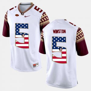 Mens Seminoles #5 Jameis Winston White US Flag Fashion Jersey 122208-923