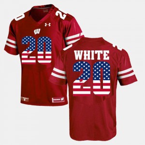 For Men's Wisconsin #20 James White Maroon US Flag Fashion Jersey 288648-527