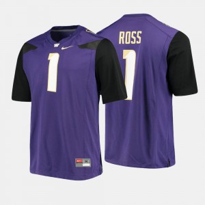 Men University of Washington #1 John Ross III Purple Alumni Football Game Jersey 807336-354
